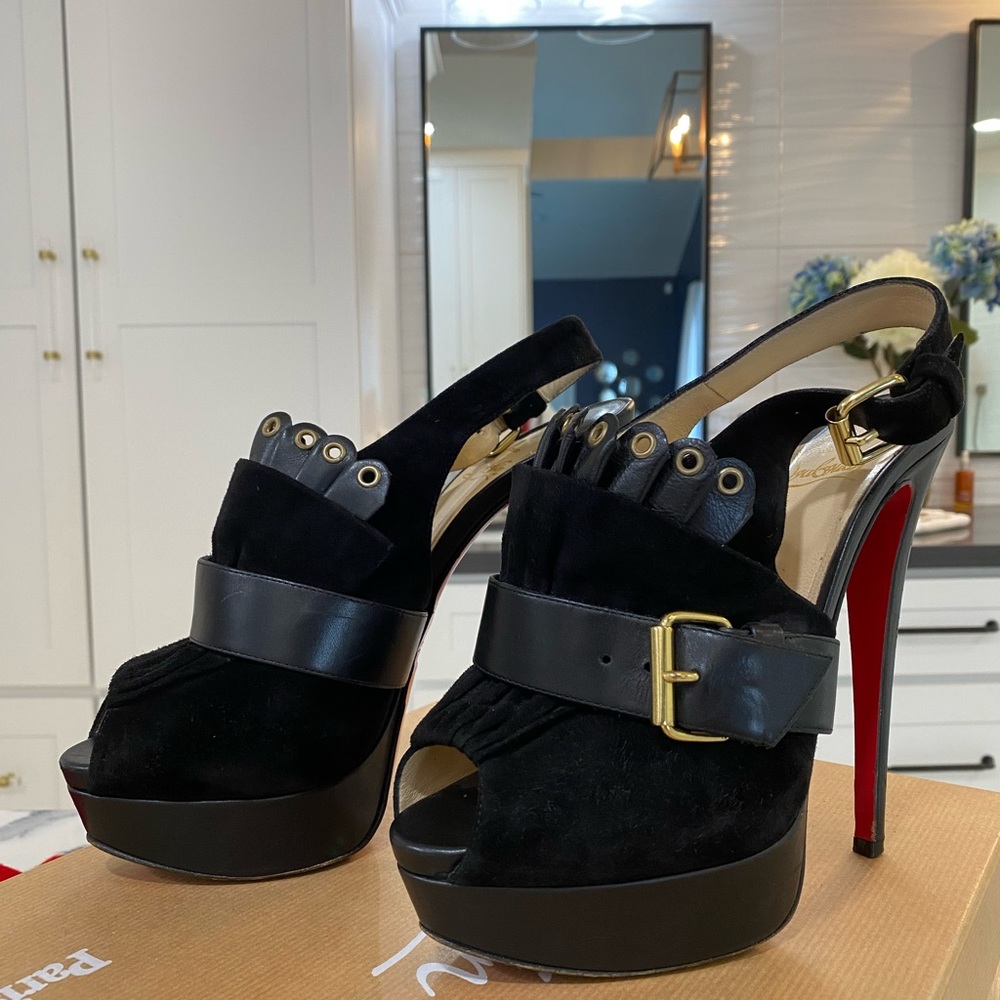 Christian Louboutin Jem Suede Peep toe Sling backs